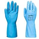 Portwest Einmalhandschuhe FD Chemical B, Stulpenhandschuhe, lebensmittelecht, chemikalienbeständig, Latex/Baumwolle, S, blau, 12 Stück