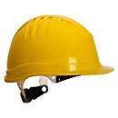 Portwest Industrieschutzhelm PS62 Expertline, belüftet, mit Schirm, Regenrinne, verstellbares Kopfteil, PEHD, gelb