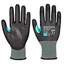 Portwest Schutzhandschuh CS VHR18, Schnittschutz-Level E, Touchscreen-fähig, Reflexionsetikett, HPPE/Stahlfiber/Nylon/PU, schwarz, XS, 1 Paar