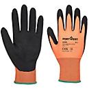 Portwest Schutzhandschuh Dermi-Grip NPR15, Nitril-Sand-Beschichtung/Polyester, L, orange-schwarz, 1 Paar