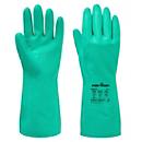 Portwest Schutzhandschuh Nitrosafe, Stulpenhandschuh, chemikalienbeständig, Nitrilgumm/Baumwolle, XXL, grün, 12 Paar