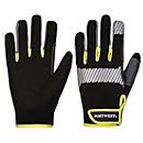 Portwest Schutzhandschuh PW3, EN 388:2016+A1:2018/EN ISO 21420:2020, Reflexionsband, Touchscreen-fähig, PU/TPR/Polyester/Nylon, schwarz-gelb, M, 1 Paar