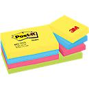 POST-IT Haftnotizen Notes 622-12SS-COS, 51 x 38 mm, wiederablösbar, cellophanfrei verpackt, farbig, 12 x 100 Blatt