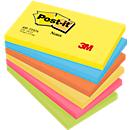 POST-IT Haftnotizen Notes, farbig sortiert, 127 mm x 76 mm, 6er Pack, 5 Farben