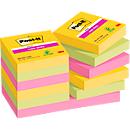POST-IT Haftnotizen Super Sticky Notes Carnival 622-6SS-CARN, 48 x 48 mm, wiederablösbar, cellophanfrei verpackt, farbig, 12 x 90 Blatt