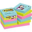 Post- it® Super Sticky Notes, Miami- Farbkollektion, 12 Blöcke a 90 Blatt