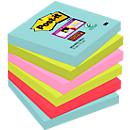 Post- it® Super Sticky Notes, Miami- Farbkollektion, Format 76 x 76 mm, 6 Blöcke