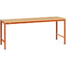 Poste de travail modulaire UNIVERSAL Spezial Manuflex, 2000 x 1000 mm, multiplex nature, orangé rouge