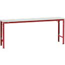 Poste de travail modulaire UNIVERSAL Spezial Manuflex, 2000 x 800 mm, mélaminé gris clair, rouge rubis