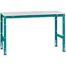 Poste de travail modulaire UNIVERSAL Standard Manuflex, plateau mélaminé, 1500 x 800, turquoise