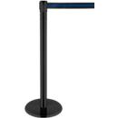 Poste delimitador, cabeza giratoria 360°, cinta extensible hasta 2,3 m, carrete de cinta y bloqueo, L 1000 mm, metal, cinta negro-azul