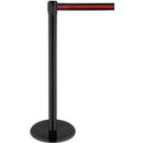 Poste delimitador, cabeza giratoria 360°, cinta extensible hasta 2,3 m, carrete de cinta y bloqueo, L 1000 mm, metal, cinta negro-rojo