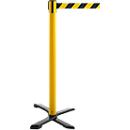 Poste delimitador GLA 10, L 350 x An 350 x Al 1000 mm, con cruceta, largo cinta 4 m, amarillo