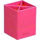 Pot à crayons Rhodia, similicuir, 4 compartiments, 80 × 80 × 110 mm, framboise