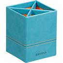Pot à crayons Rhodia, similicuir, 4 compartiments, 80 × 80 × 110 mm, turquoise
