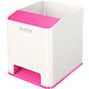 Pot à crayons WOW Sound Leitz, 1 compartiment, compartiment smartphone avec amplificateur de son, blanc/rose