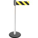 Poteau à sangle GLA 29, blanc, sangle noire/jaune
