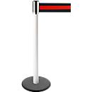 Poteau à sangle GLA 29, blanc, sangle noire/rouge