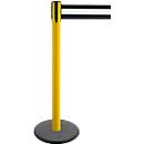 Poteau à sangle GLA 29, jaune, sangle noire/blanche