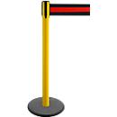 Poteau à sangle GLA 29, jaune, sangle noire/rouge