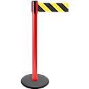 Poteau à sangle GLA 29, rouge, sangle noire/jaune