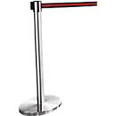 Poteau à sangle inox, sangle noire/rouge