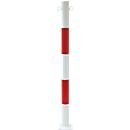 Poteau de balisage à cheviller, avec 2 œillets, blanc/rouge