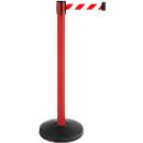 Poteau de balisage à sangle rétractable, lot de 2, rouge, sangle rouge/blanche