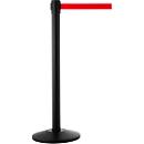 Poteau de balisage sur socle, noir, sangle rouge
