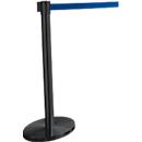 Poteau de sangle GLA45, incl. plateau 320 mm &amp; cassette de sangle 2,3 m d'extension, H 955 mm, métal, noir, sangle bleue