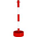 Potelet à chaîne - pour l'intérieur - acier - recouvert de film PVC - rouge/blanc