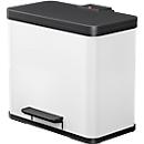 Poubelle à pédale Öko Duo Plus L Hailo, 17 + 9 L, rectangulaire, tôle d'acier, blanc