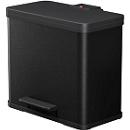 Poubelle à pédale Öko Trio Plus L Hailo, 3 x 9 L, rectangulaire, tôle d'acier, noir