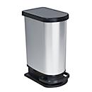 Poubelle à pédale Rotho mono PASO, 50 l, ovale, plastique, argent métallique