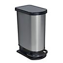 Poubelle à pédale Rotho mono PASO, 50 l, ovale, plastique, carbon metallic