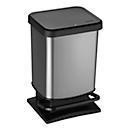 Poubelle à pédale Rotho PASO, 20 l, rectangulaire, anti-odeur, plastique (sans BPA), carbon metallic