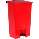 Poubelle à pédale Rubbermaid Legacy Step-On, résistante aux perforations, avec système d'amortissement du couvercle, L 419 x l 501 x H 828 mm, 87 l, polyéthylène, rouge