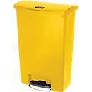 Poubelle à pédale Slim Jim®, plastique, contenance 90 L, avec roulettes, jaune