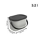 Poubelle bio ALBULA, capacité 3,2 litres, poignée en arceau, plastique recyclé, L 172 x P 222 x H 147 mm, blanc