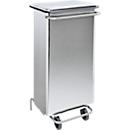 Poubelle Continox, inox, 2 roues en caoutchouc, avec pédale, 110 L