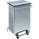 Poubelle Continox, inox, 2 roues en caoutchouc, avec pédale, 70 L