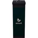 Poubelle de tri Paperflow, capacité 60 l, pour déchets résiduels, avec couvercle amovible &amp; pictogramme, extensible, L 363 x l 263 x H 760 mm, polystyrène, noir-noir