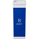 Poubelle de tri Paperflow, capacité 60 l, pour papier, avec couvercle amovible &amp; pictogramme, extensible, L 363 x l 263 x H 760 mm, polystyrène, bleu-blanc
