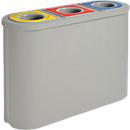 Poubelle de tri sélectif Triomf Vepa Bins - HDPE - L 1100 x P 385 x H 755 mm - 3 bacs de 45 l - gris clair