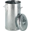 Poubelle en tôle d'acier, avec couvercle, 60 litres