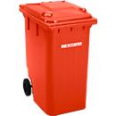 Poubelle GMT, 360 l, mobile, rouge