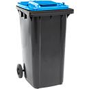 Poubelle mobile SSI Schäfer GMT eXtra, 240 l, EN 840, préparée pour recevoir une puce, poignée de traction, 90 % de plastique recyclé, noir-bleu