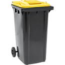 Poubelle mobile SSI Schäfer GMT eXtra, 240 l, EN 840, préparée pour recevoir une puce, poignée de traction, 90 % de plastique recyclé, noir-jaune