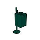 Poubelle murale carrée avec toit et cendrier intégré, 40 litres, l. 310 x H 440 mm, époxy,, vert (RAL 6005)