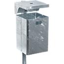 Poubelle murale carrée avec toit et cendrier intégré, 40 litres, l. 310 x H 440 mm, galvanisé